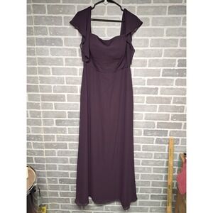 Bill LEVKOFF Womens Plum Party Night Flutter Sleeve Chiffon Dress A-Line Size 14